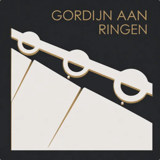 Icoon van gordijnen die aan losse ringen hangen