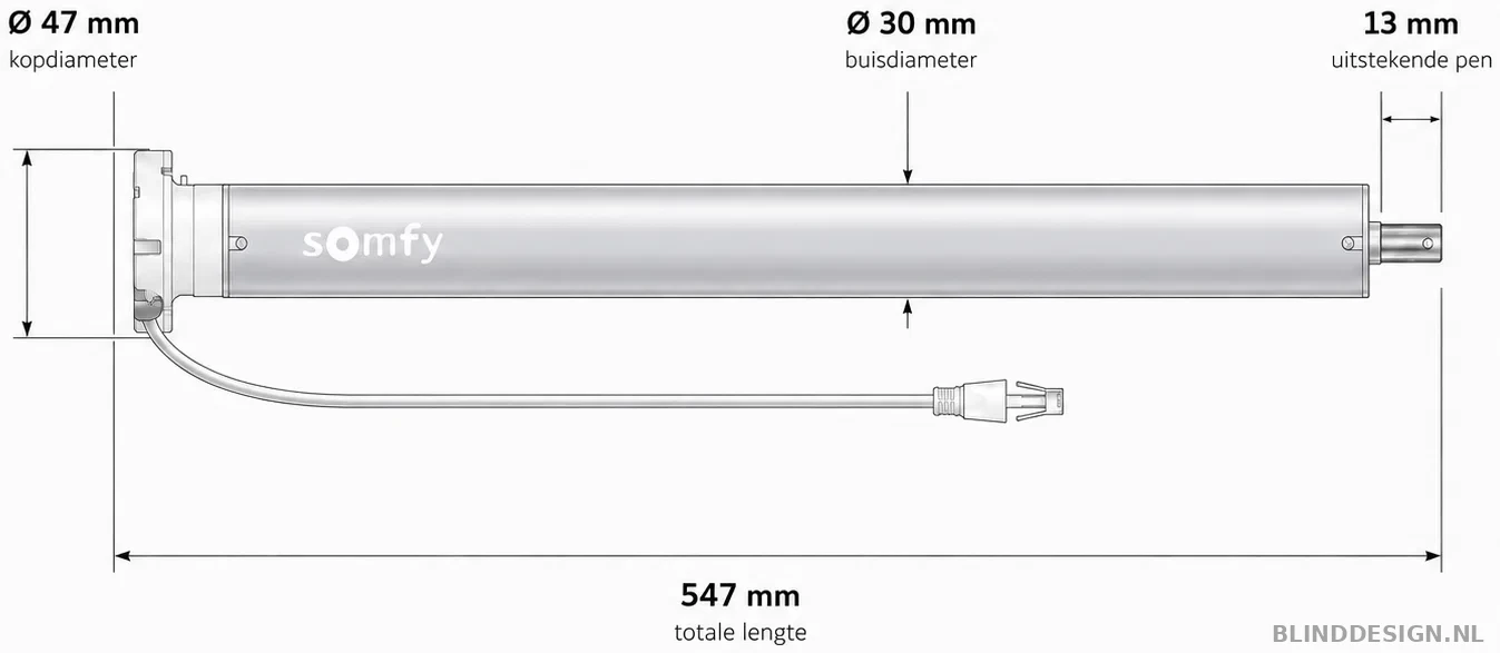 Technische maattekening van de Somfy Sonesse 30 WF Zigbee