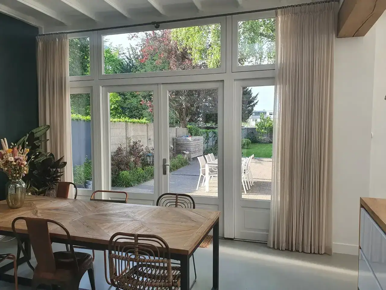 Gordijnen en vouwgordijnen gecombineerd